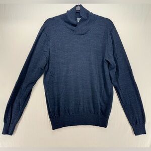 Cullen‎ Heather Navy Black Shaw Collar 100% Merino Wool Sweater Men's Size L